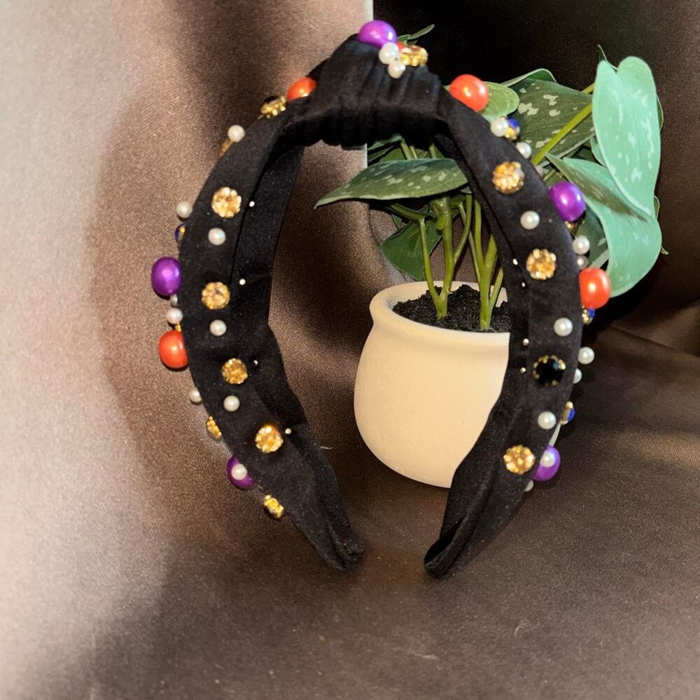 Black headband with embellishments